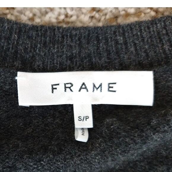 FRAME 100% Cashmere V-Neck Sweater Women’s Size S Charcoal - Picture 6 of 11